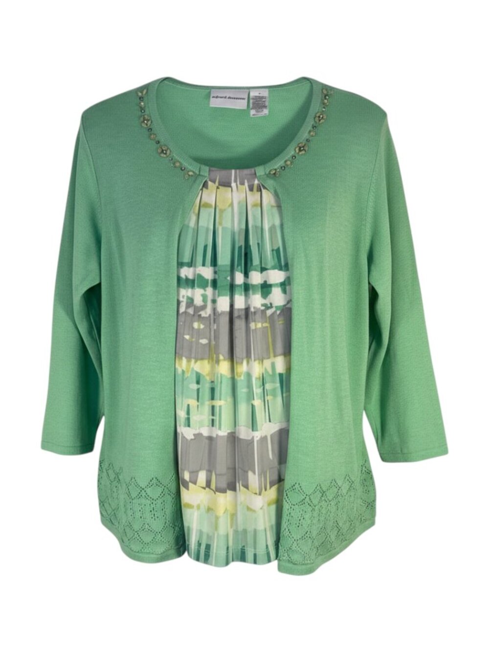 Alfred Dunner Cardigan Set M Green